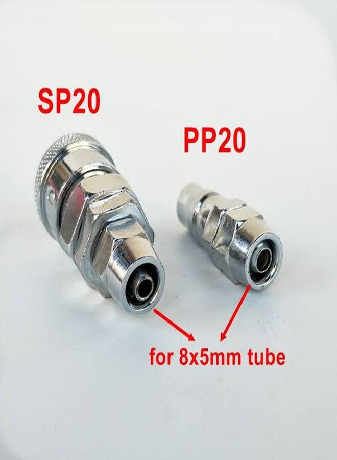 MEDBUDDY Heavy Duty Industrial Use Polyurethane Pneumatic 8x5 mm Air Compressor Tubing 10 Meter PU Recoil with SP20+PP20-1/4 BSP Hose Pipe (10-Meter) - Image 2